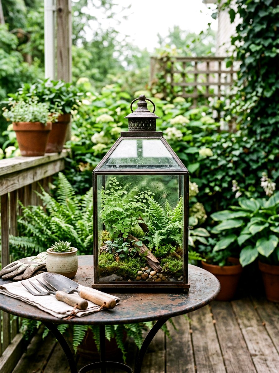 Terrarium Lantern - 25 Spring Lantern Ideas for Porch