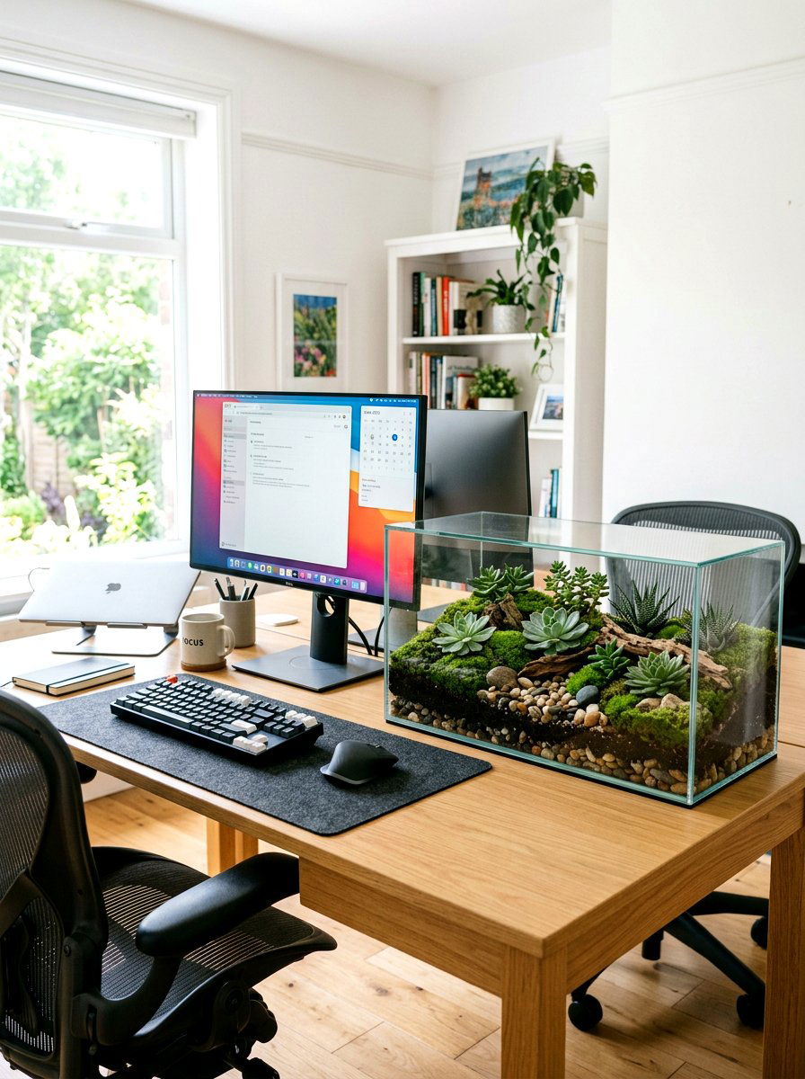 Terrarium desk display - 25 Spring Office Decor Ideas
