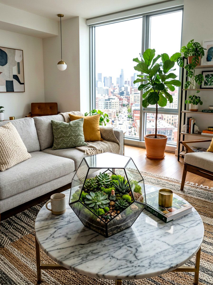 Terrarium succulents moss - 25 Spring Coffee Table Styling Ideas