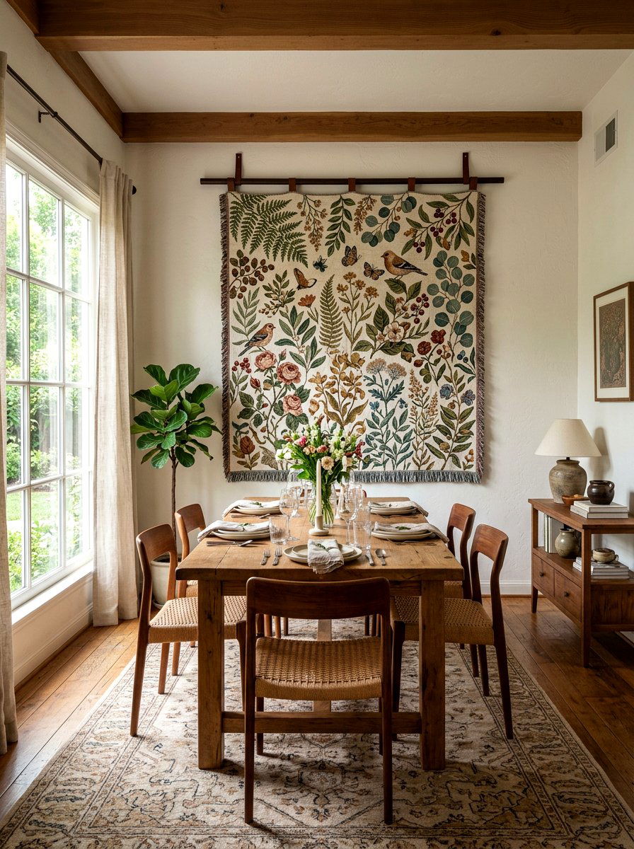 Textile Wall Tapestry Hanging - 25 Spring Dining Room Wall Decor Ideas