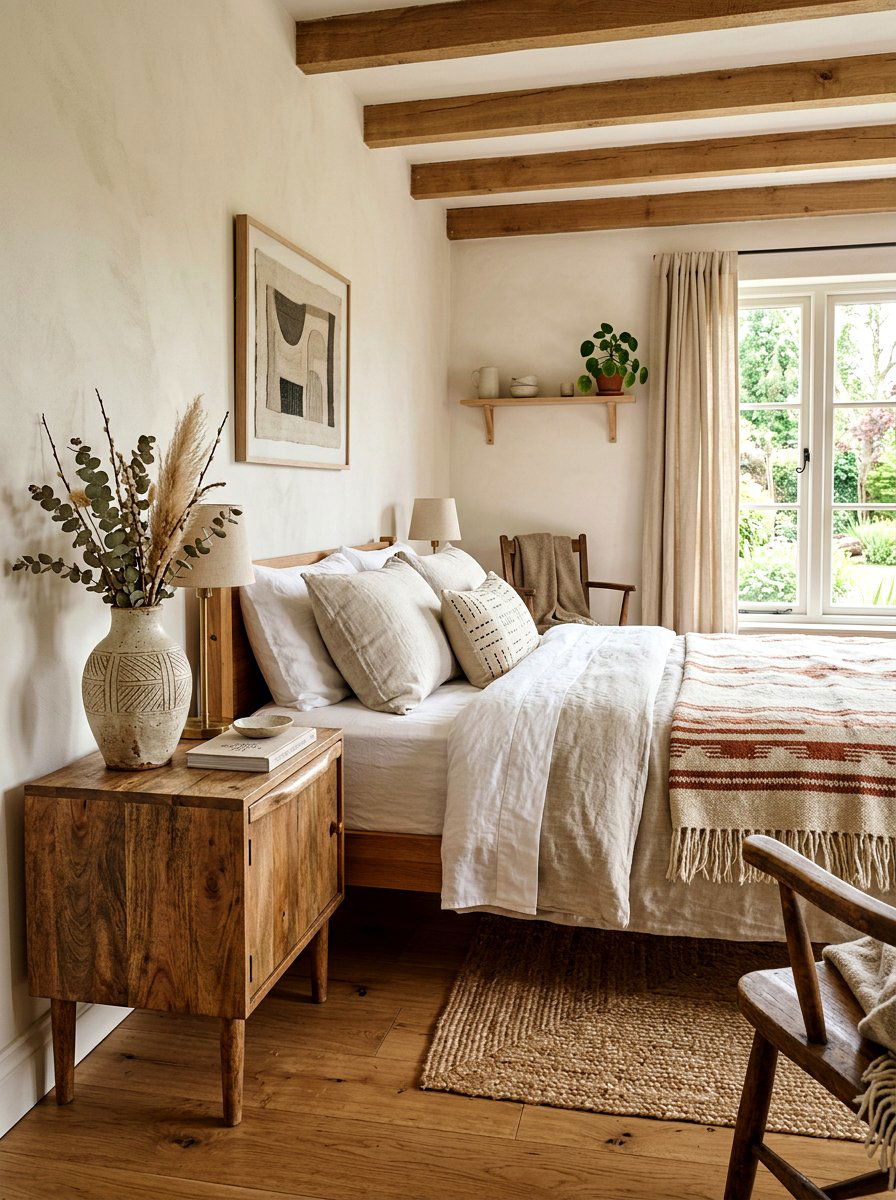 Textured Ceramic Vase - 25 Spring Bedroom Nightstand Styling Ideas