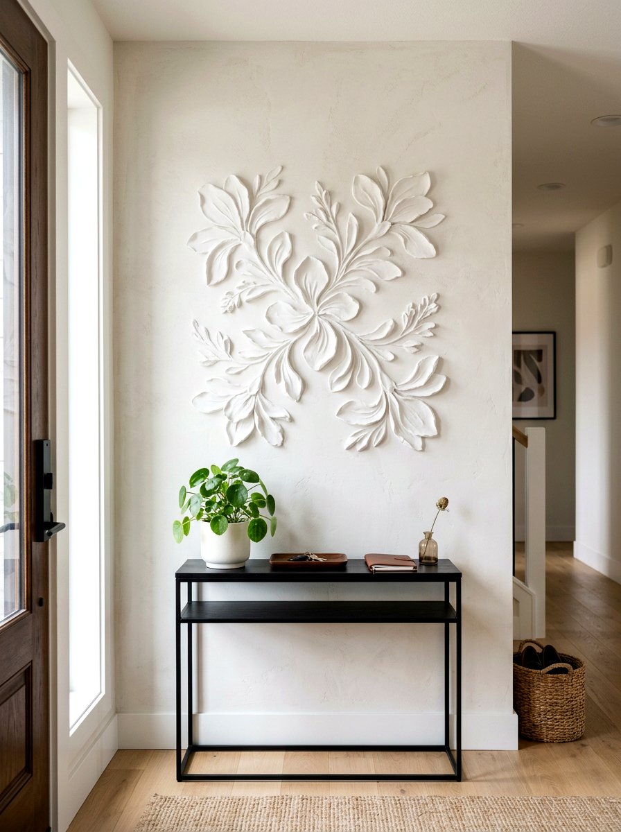 Textured Plaster Floral Wall Art - 25 Spring Abstract Floral Decor Ideas