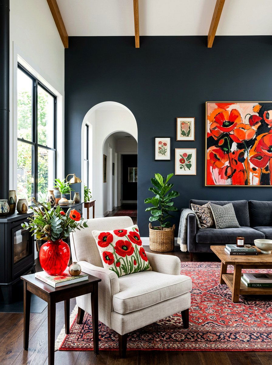 Textured Poppy Flower Pillow - 25 Spring Embroidered Pillow Ideas