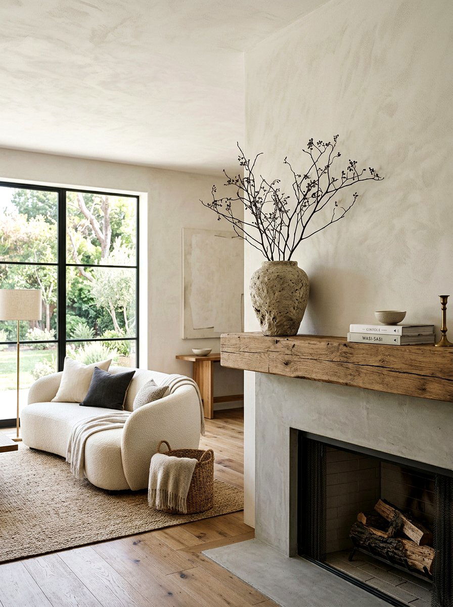 Textured Stone Vase - 25 Spring Modern Mantel Ideas