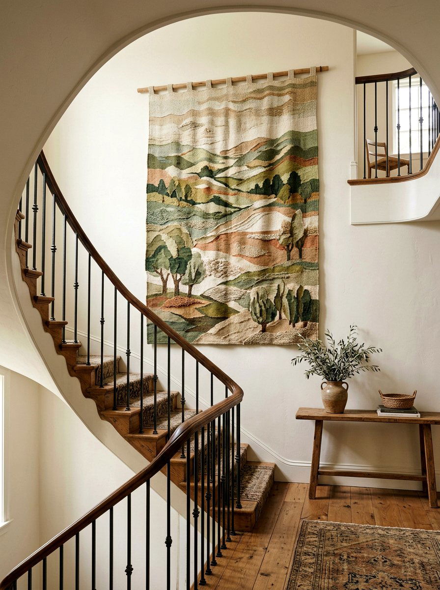 Textured Woven Tapestry - 25 Spring Stairway Wall Decor Ideas