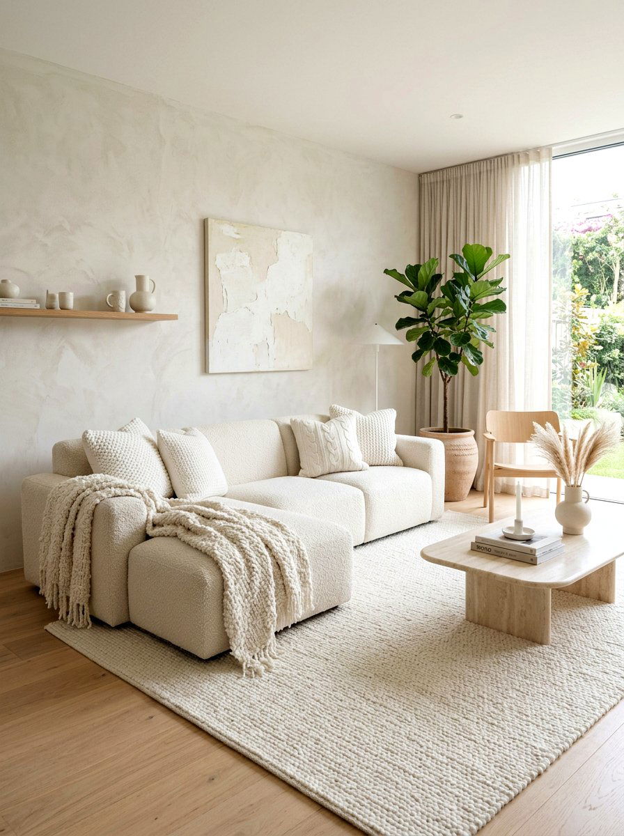 Textured cream sofa styling - 25 Spring Sofa Styling Ideas