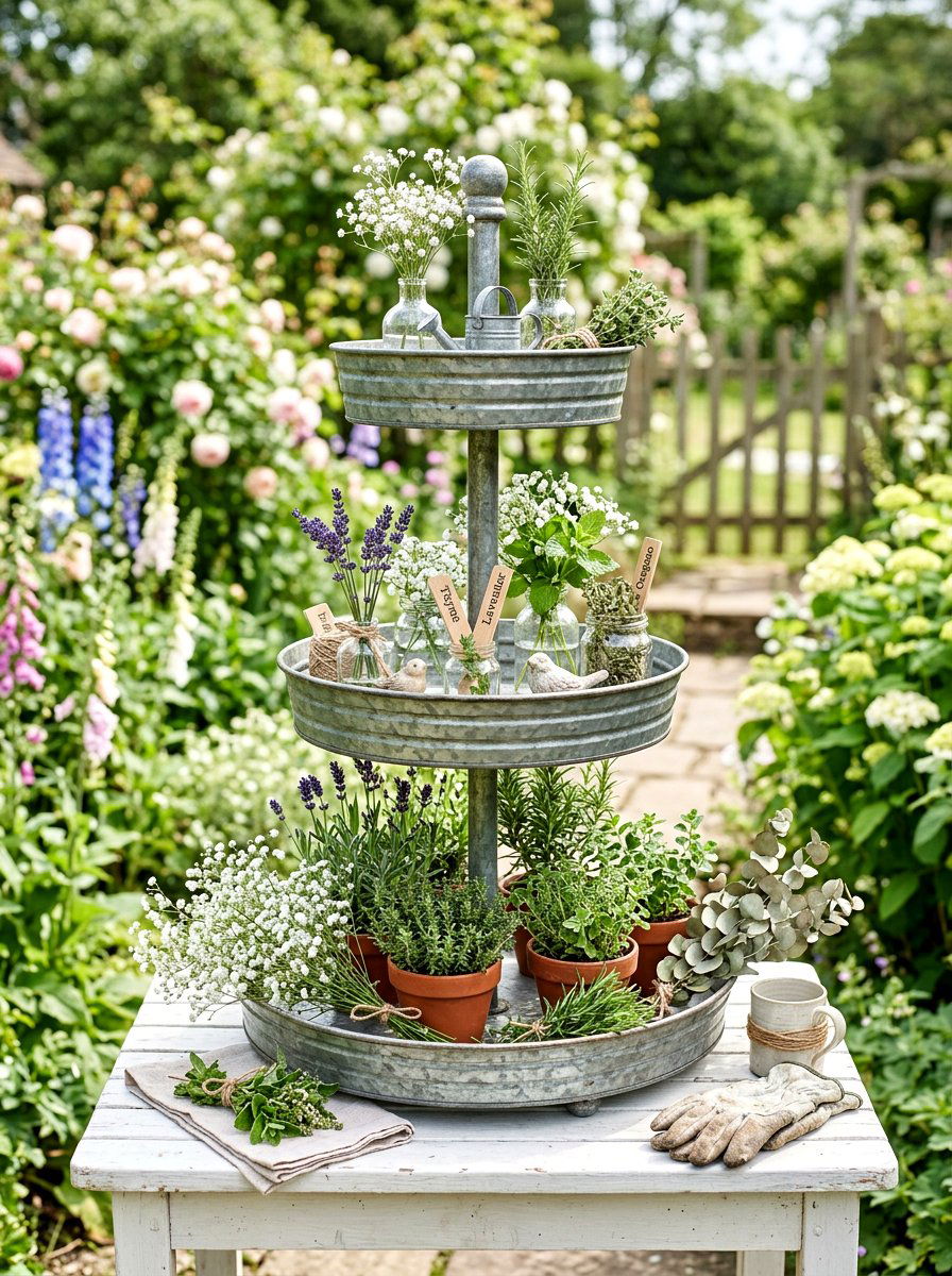 Three Tier Garden Tray - 25 Spring Flower Bar Ideas