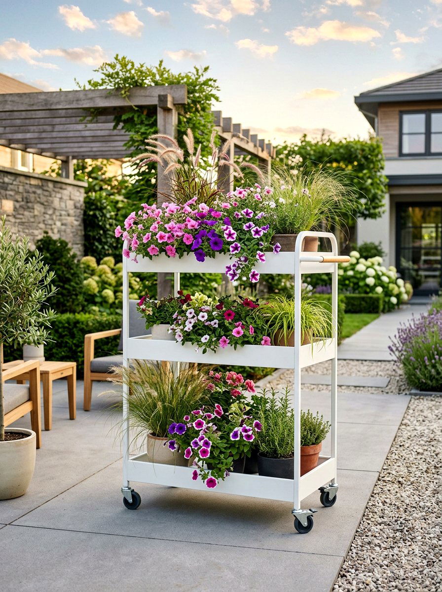 Three Tier Metal Garden Cart - 25 Spring Garden Cart Display Ideas