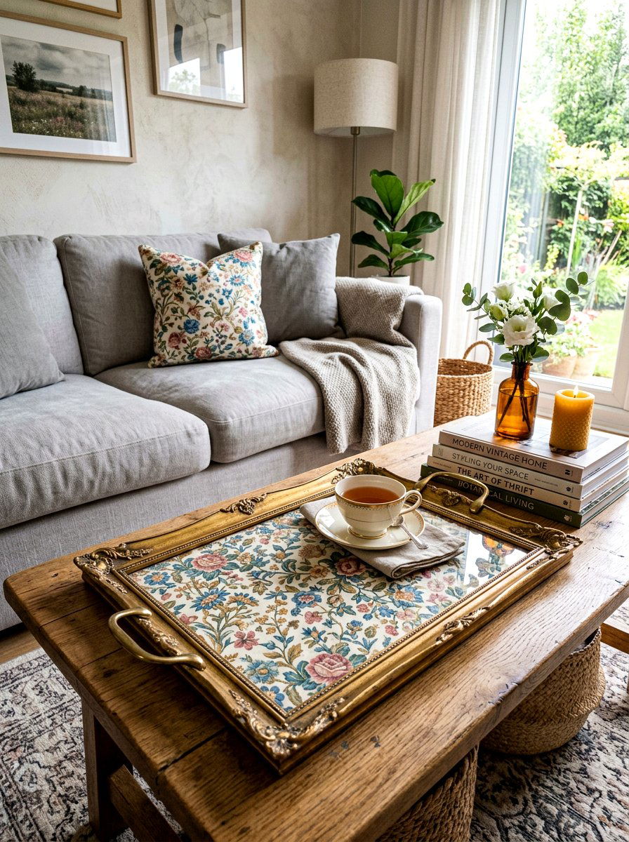 Thrifted Picture Frame Tray - 25 Spring Upcycled Decor Ideas