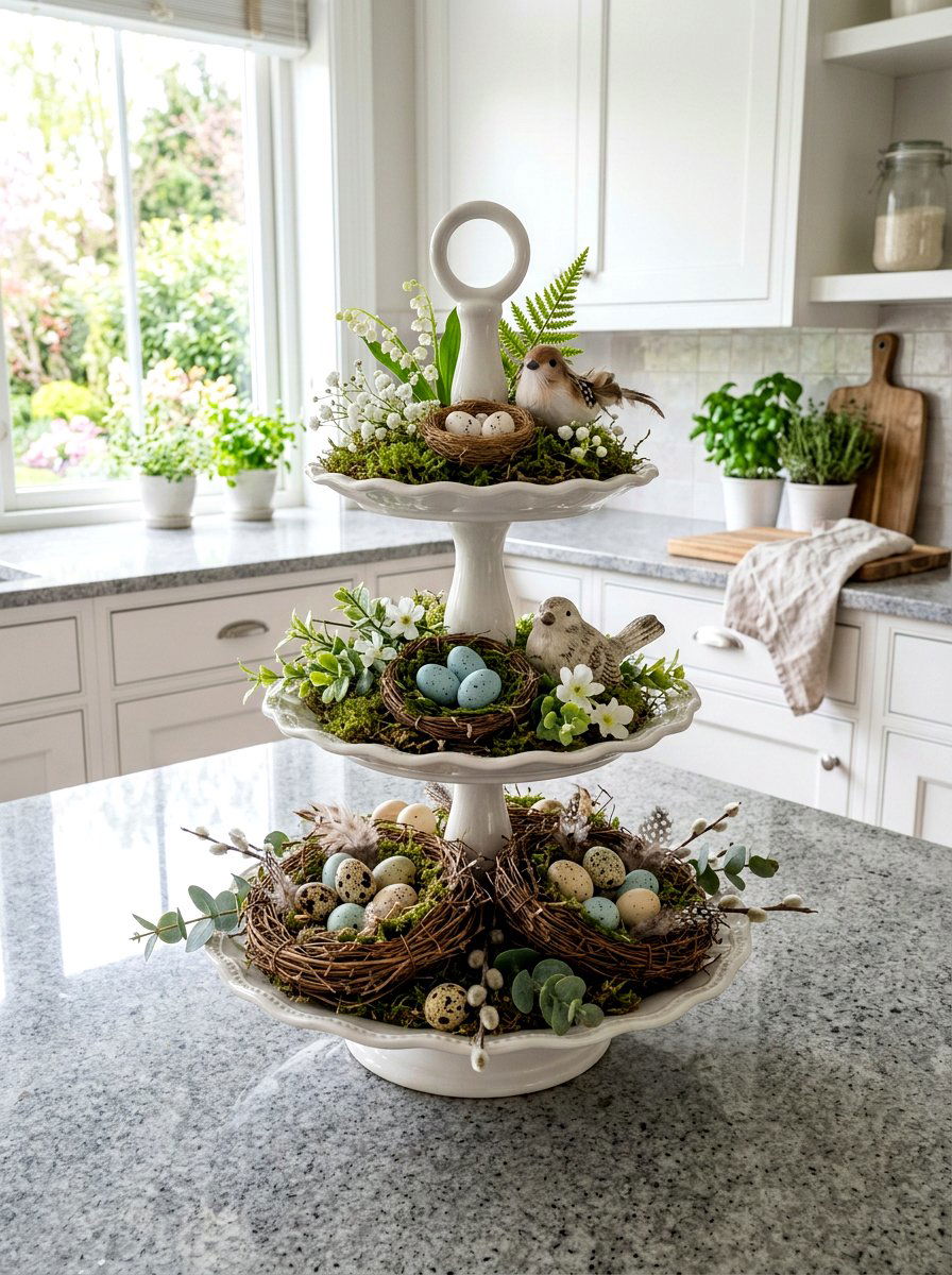 Tiered Cake Stand - 25 Spring Repurposed Decor Ideas