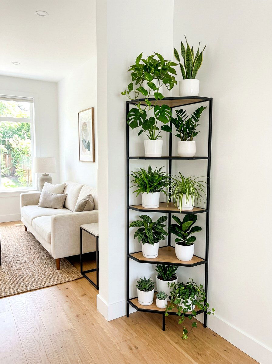 Tiered Corner Shelf - 25 Spring Plant Stand Ideas
