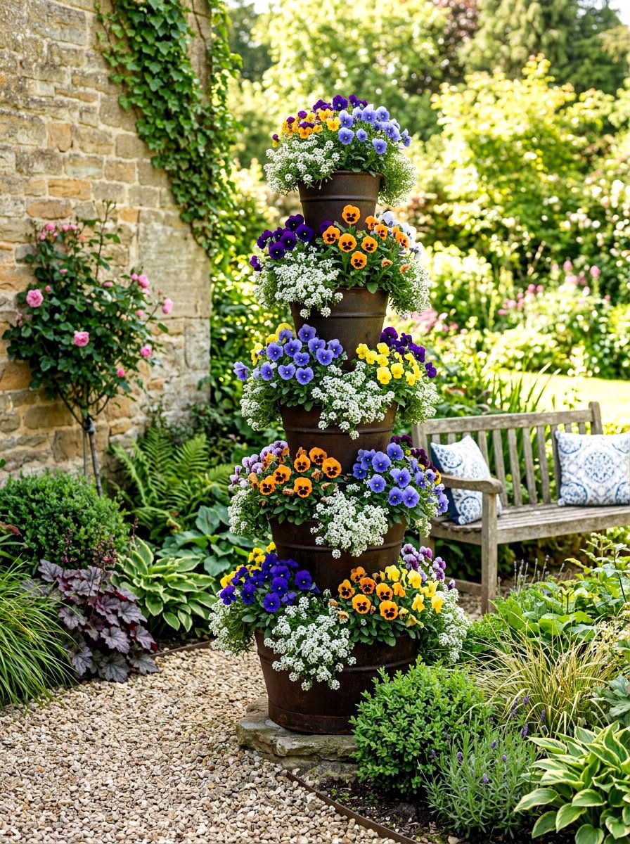 Tiered Flower Tower - 25 Spring Curbside Planter Ideas