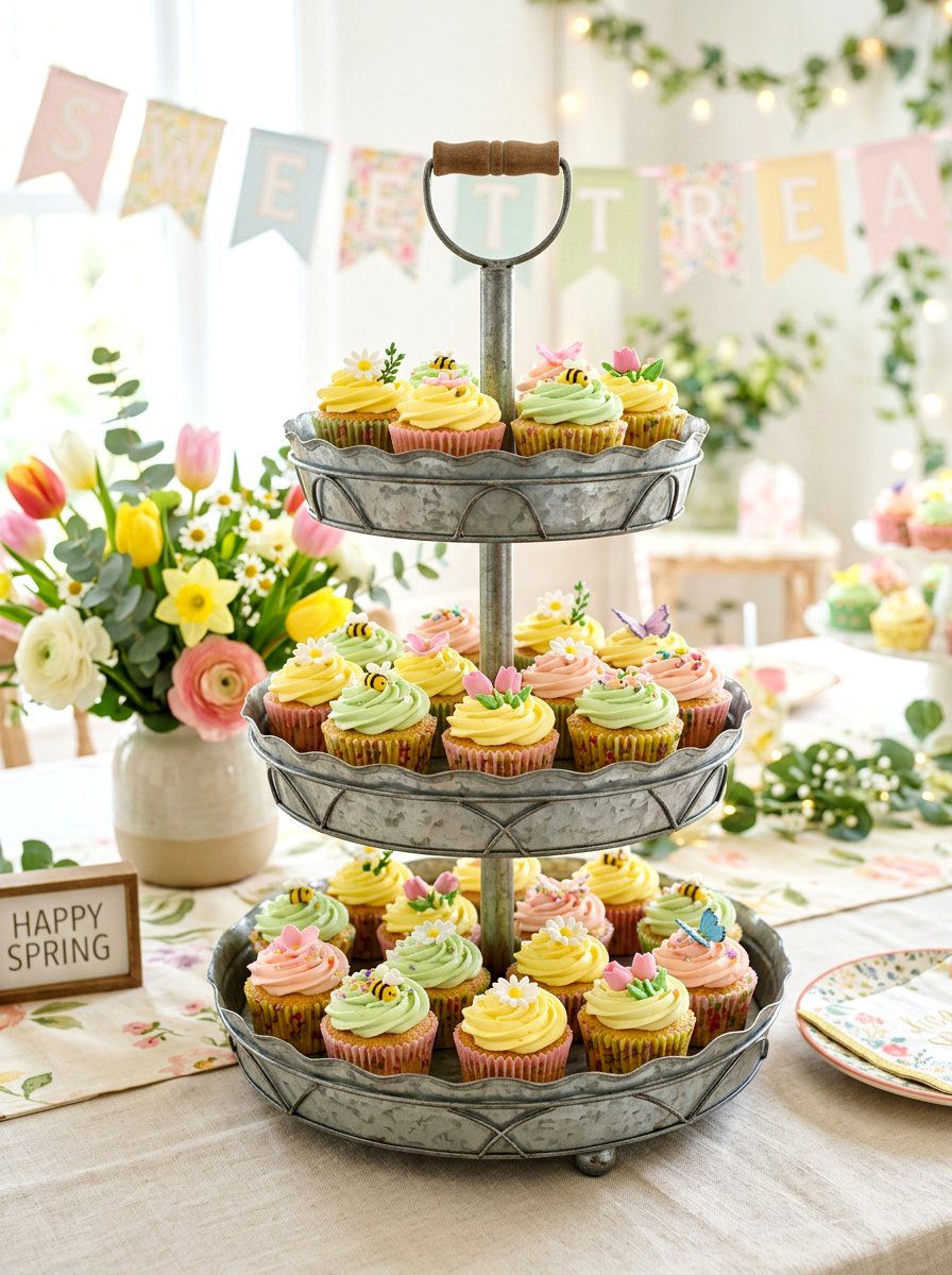 Tiered Galvanized Metal Stand - 25 Spring Galvanized Bucket Decor Ideas