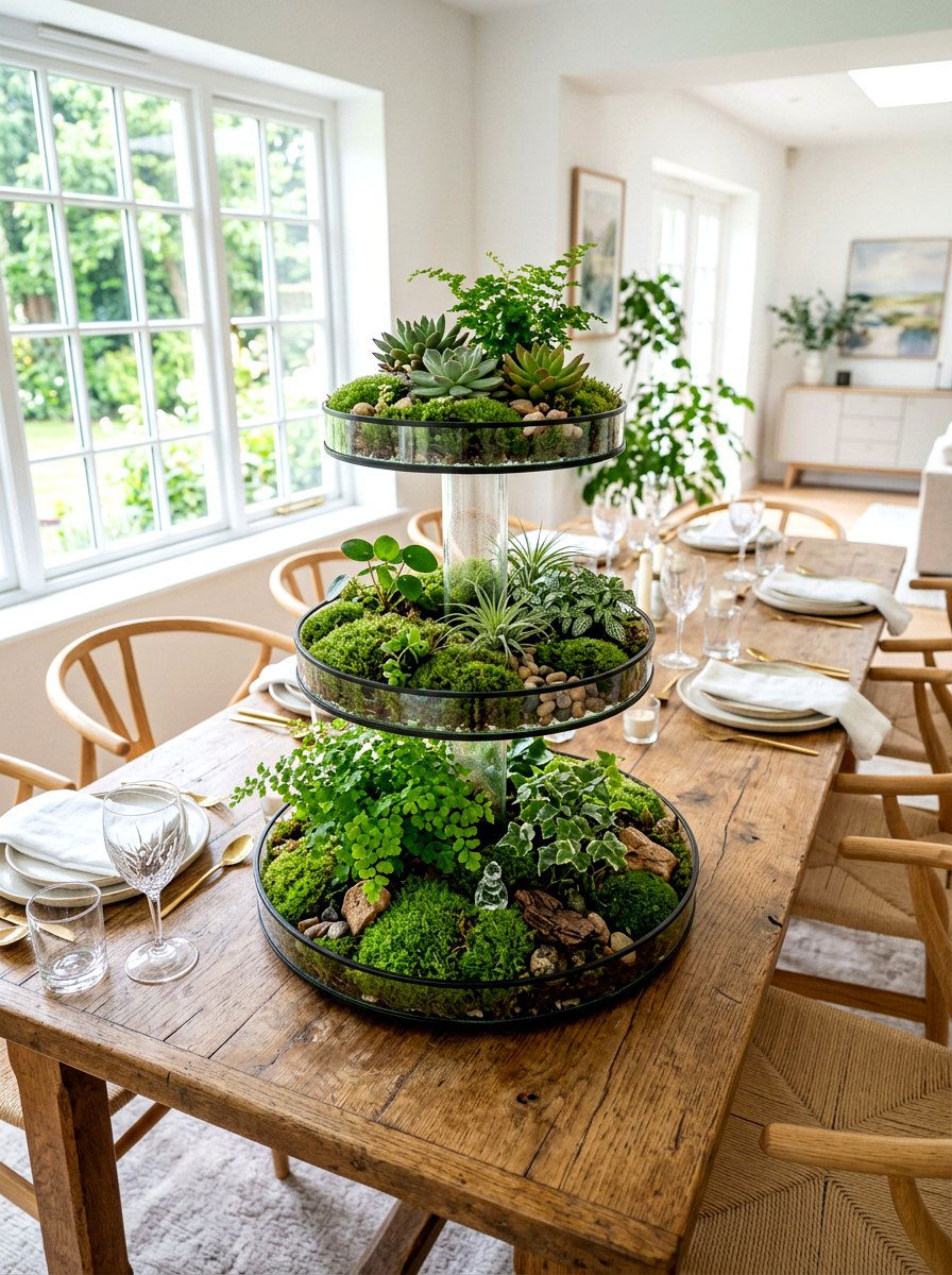 Tiered Glass Tray Garden - 25 Spring DIY Terrarium Ideas