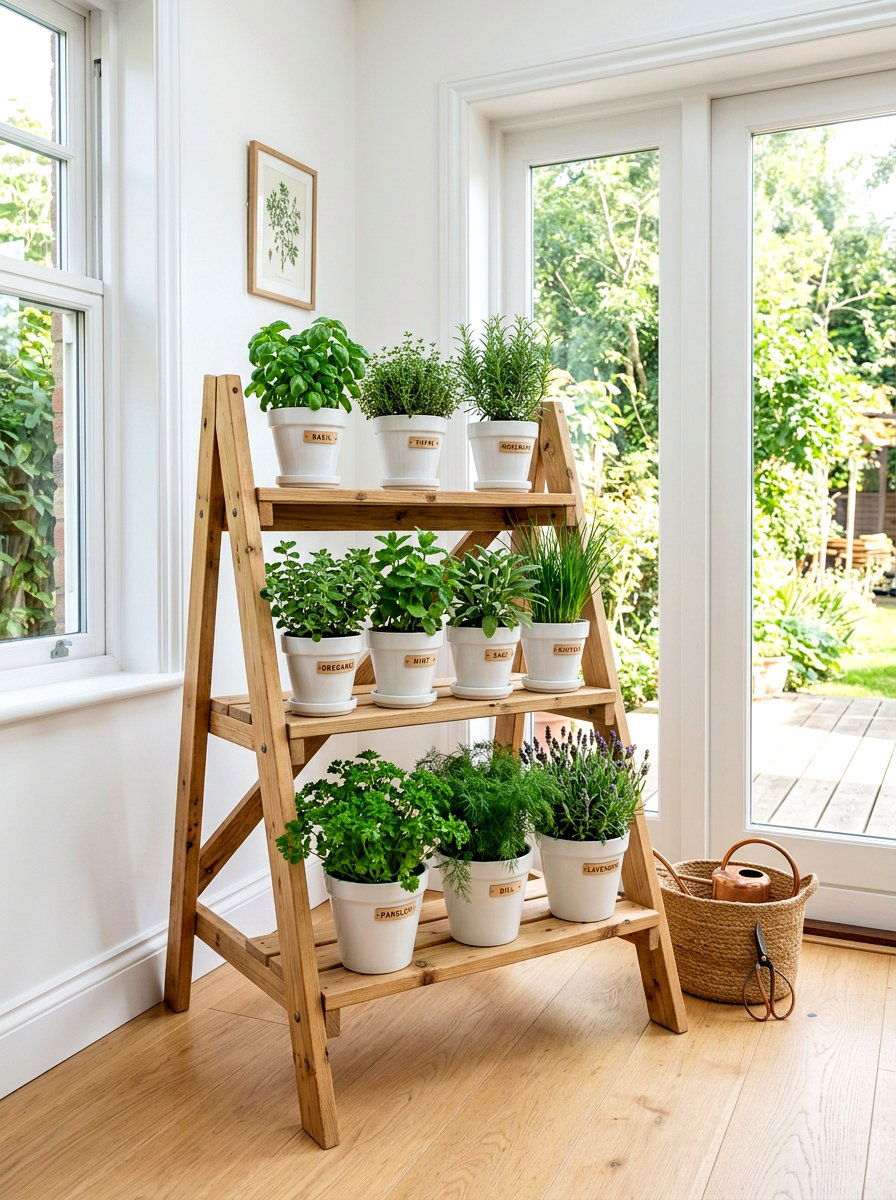 Tiered Herb Stand - 25 Spring Indoor Herb Display Ideas