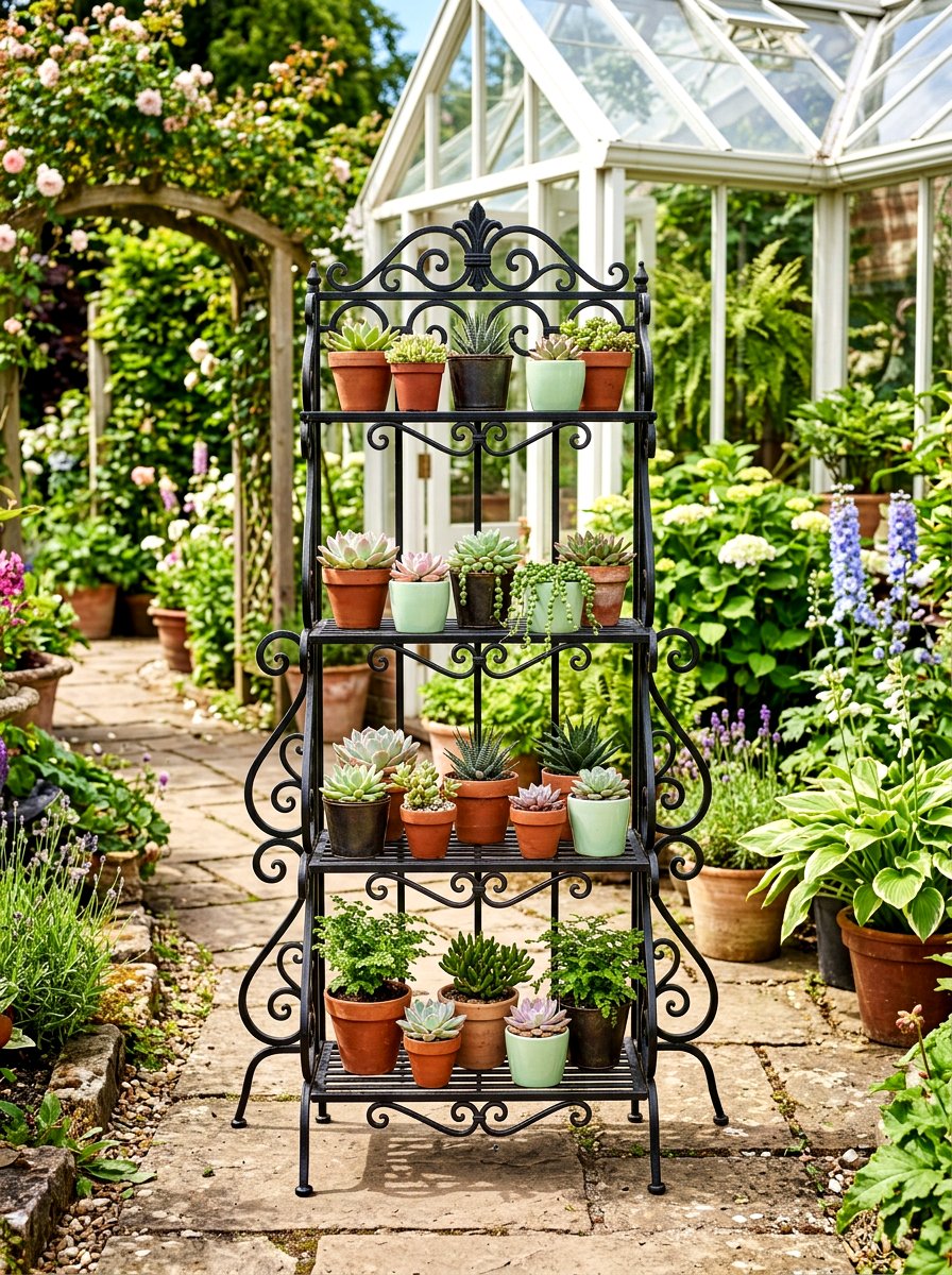 Tiered Metal Plant Stand - 25 Spring Greenhouse Display Ideas
