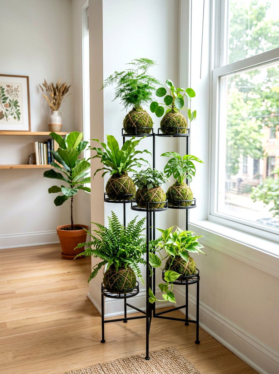 Tiered Moss Ball Stand - 25 Spring Moss Ball Plant Ideas