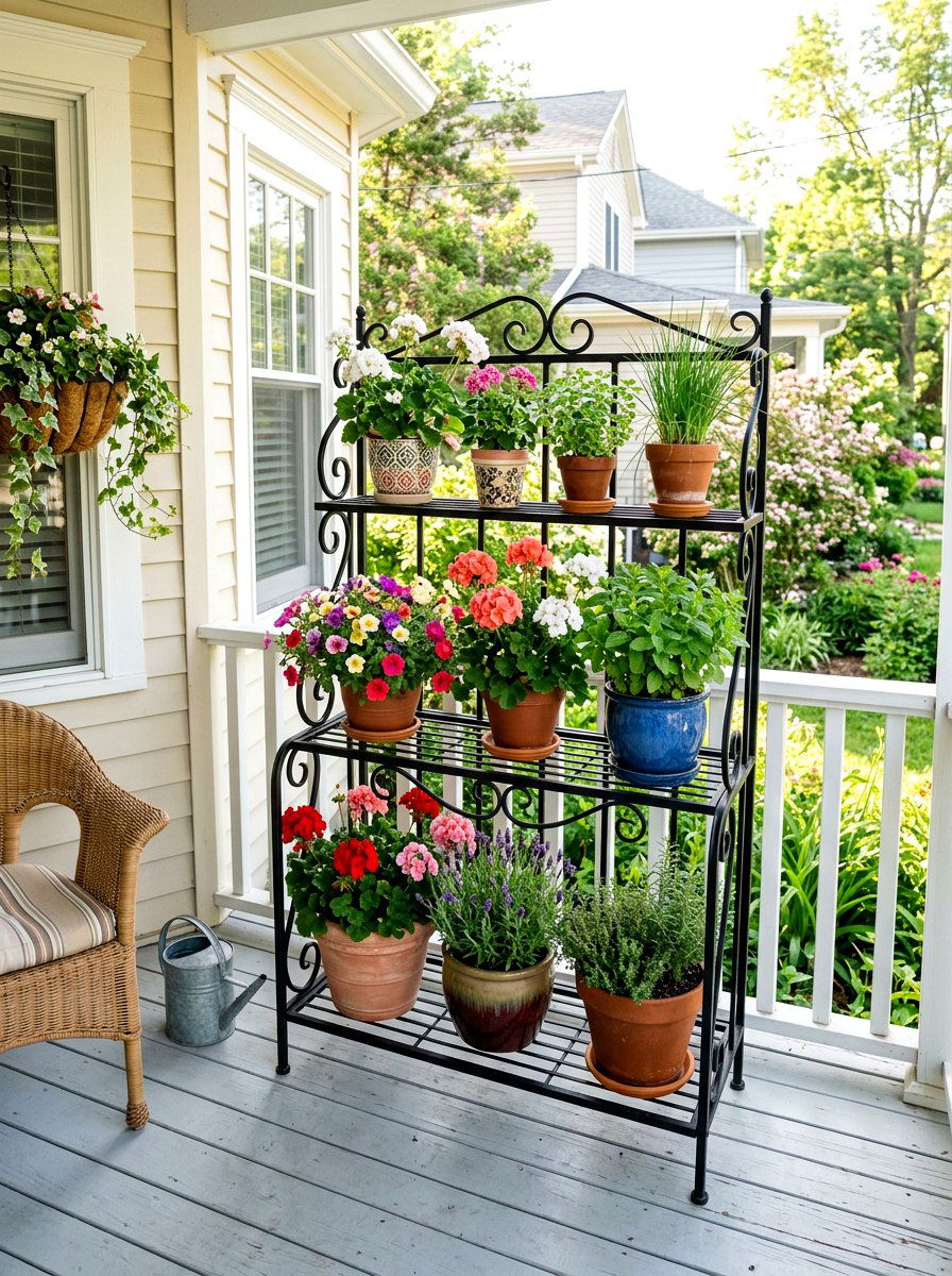 Tiered Plant Display - 25 Front Yard Spring Decor Ideas