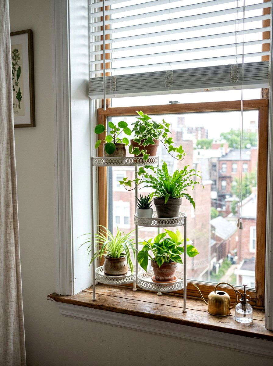 Tiered Plant Stand - 25 Spring Window Ledge Decor Ideas