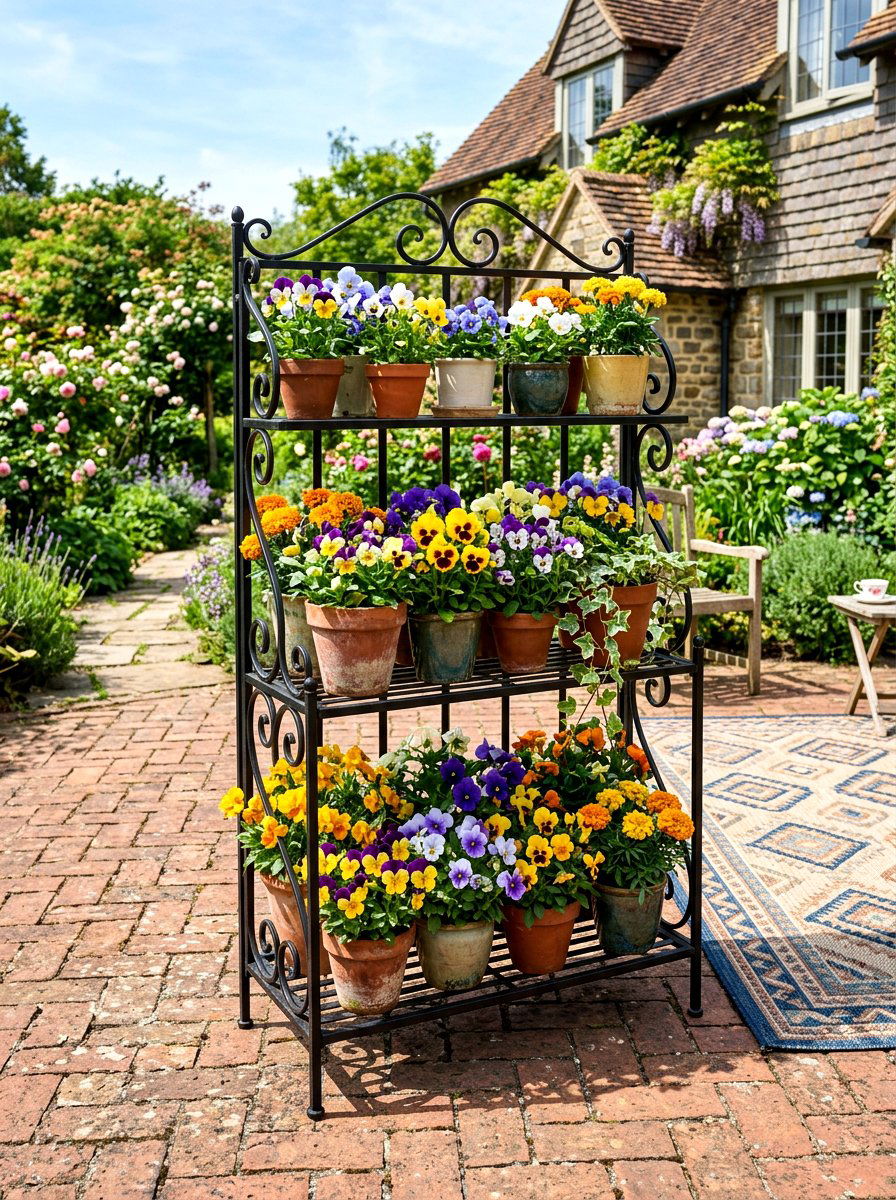 Tiered Plant Stand - 25 Spring Yard Decor Ideas