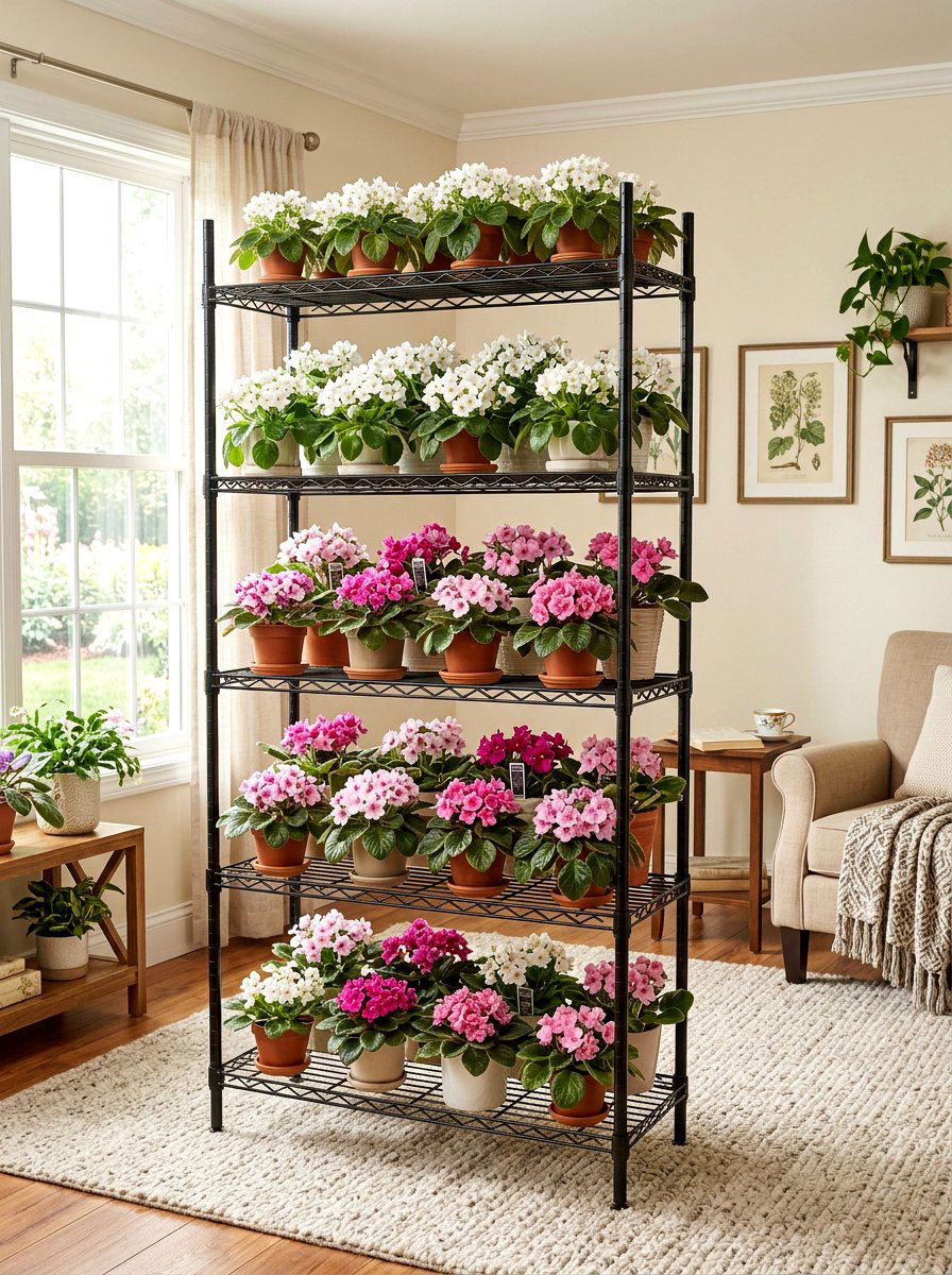 Tiered Plant Stand - 25 Spring African Violet Display Ideas