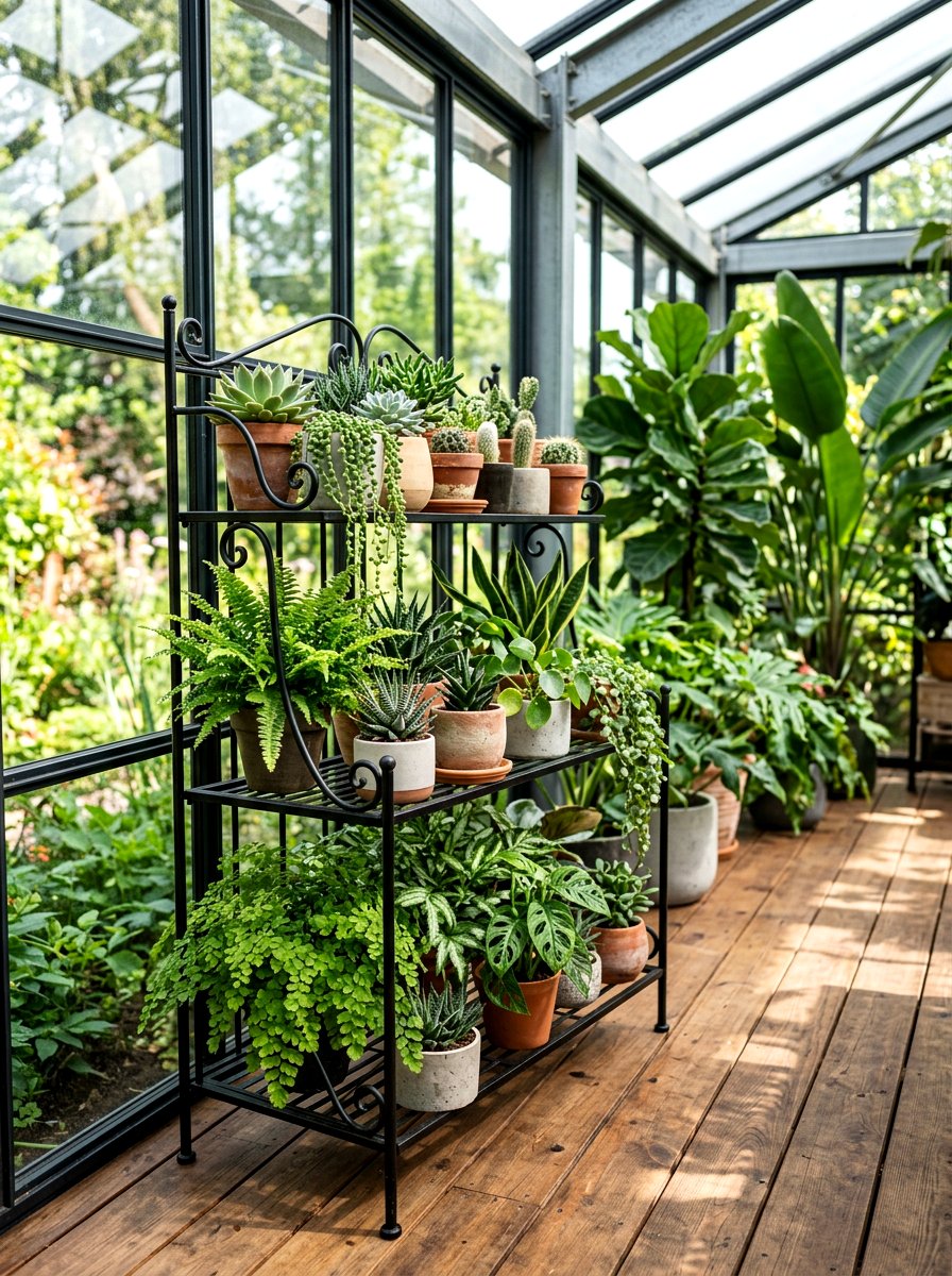 Tiered Plant Stand - 25 Spring Conservatory Decor Ideas
