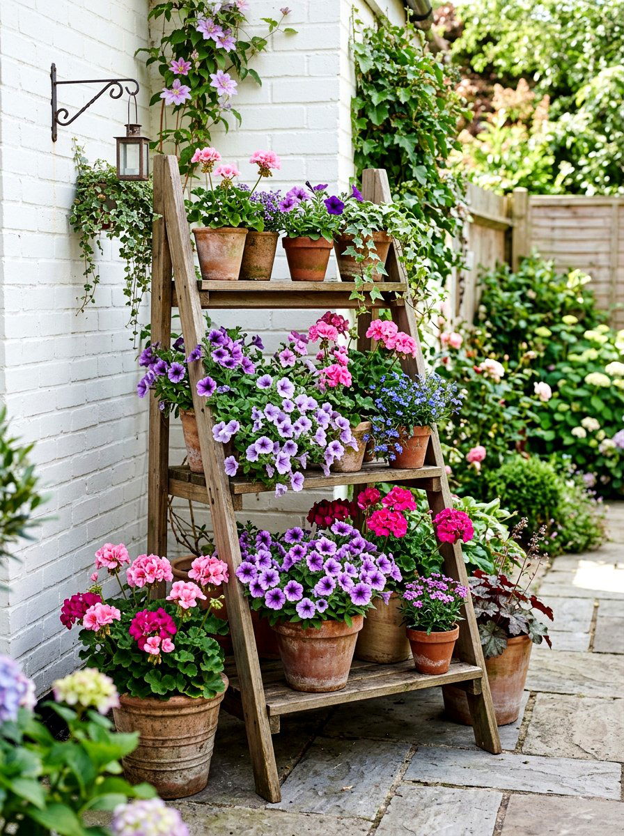 Tiered Plant Stand - 25 Spring Patio Corner Decor Ideas