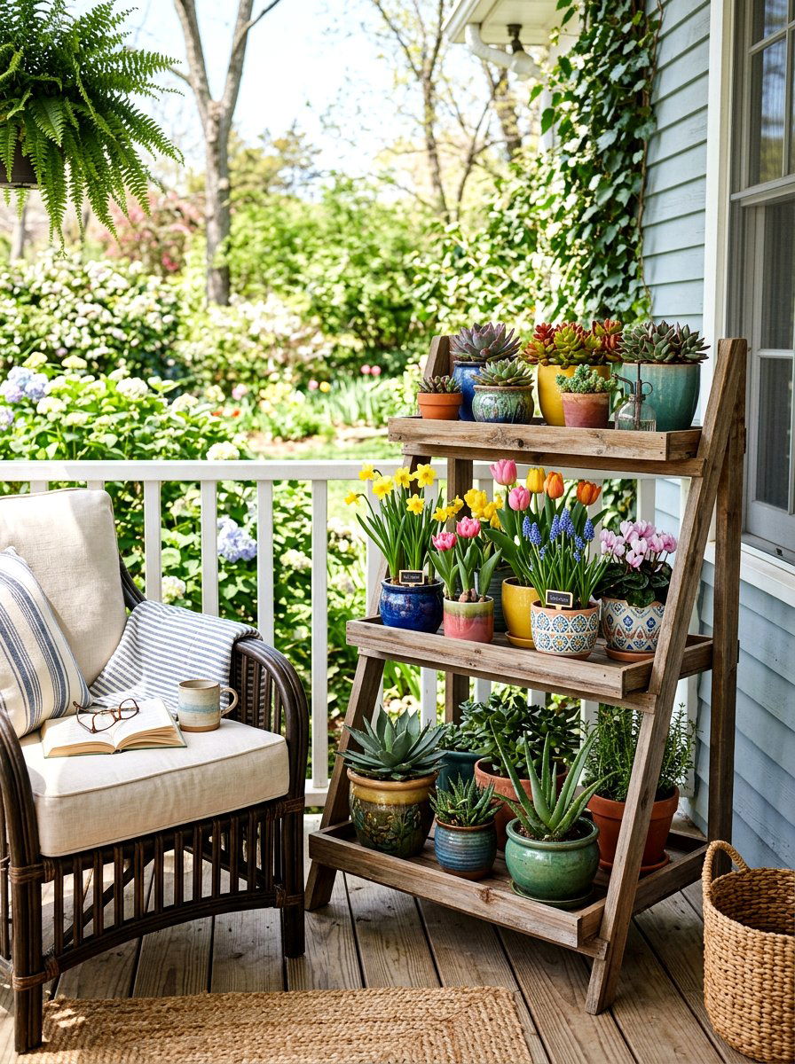 Tiered Plant Stand - 25 Back Porch Spring Decor Ideas