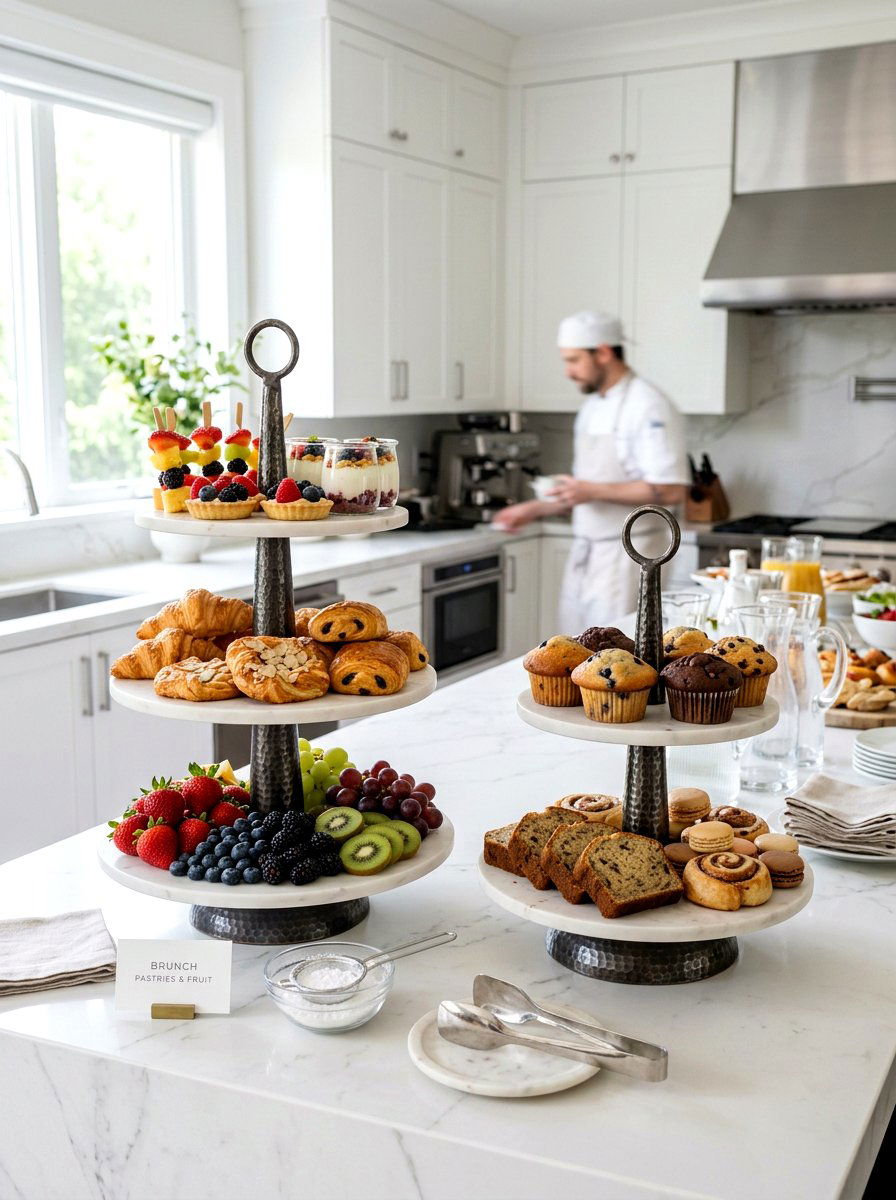 Tiered Serving Tray Display - 25 Spring Champagne Brunch Ideas