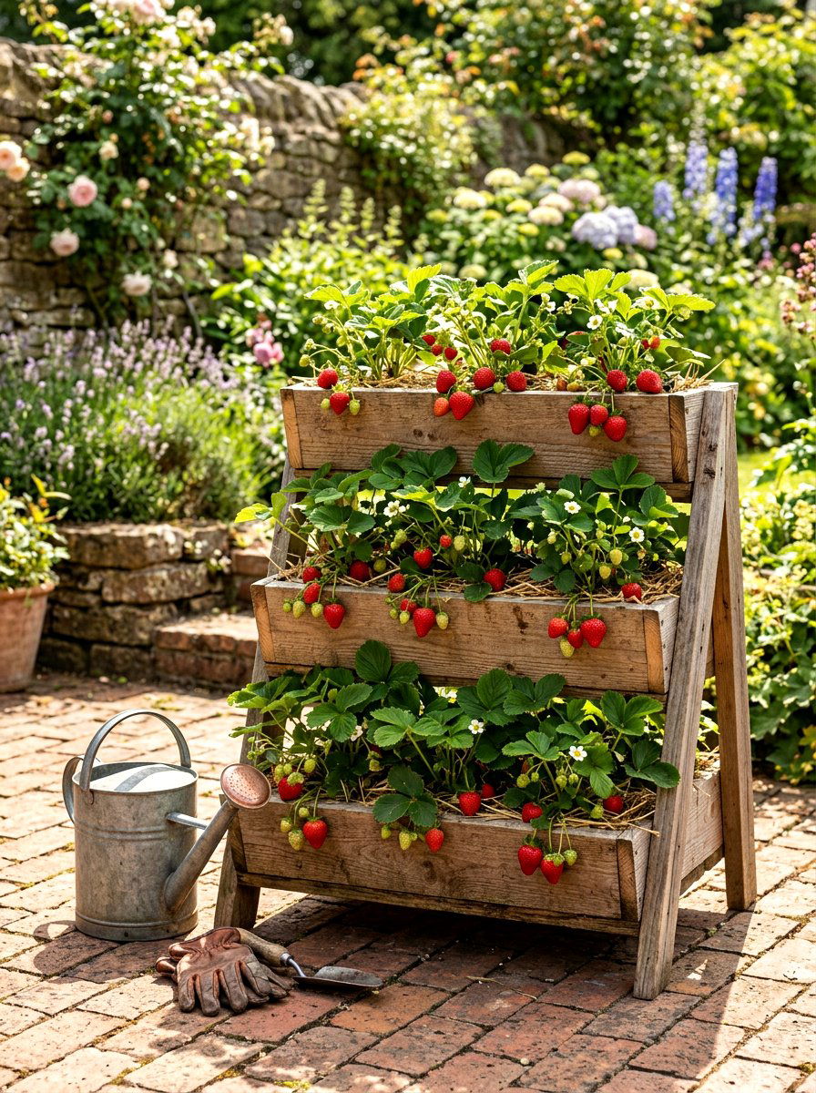 Tiered Strawberry Planter - 25 Spring DIY Planter Ideas