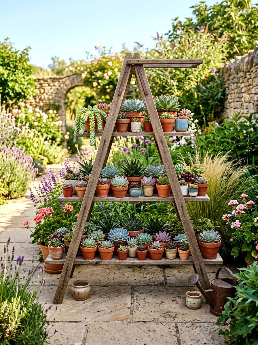 Tiered Succulent Stand - 25 Spring Succulent Planter Ideas