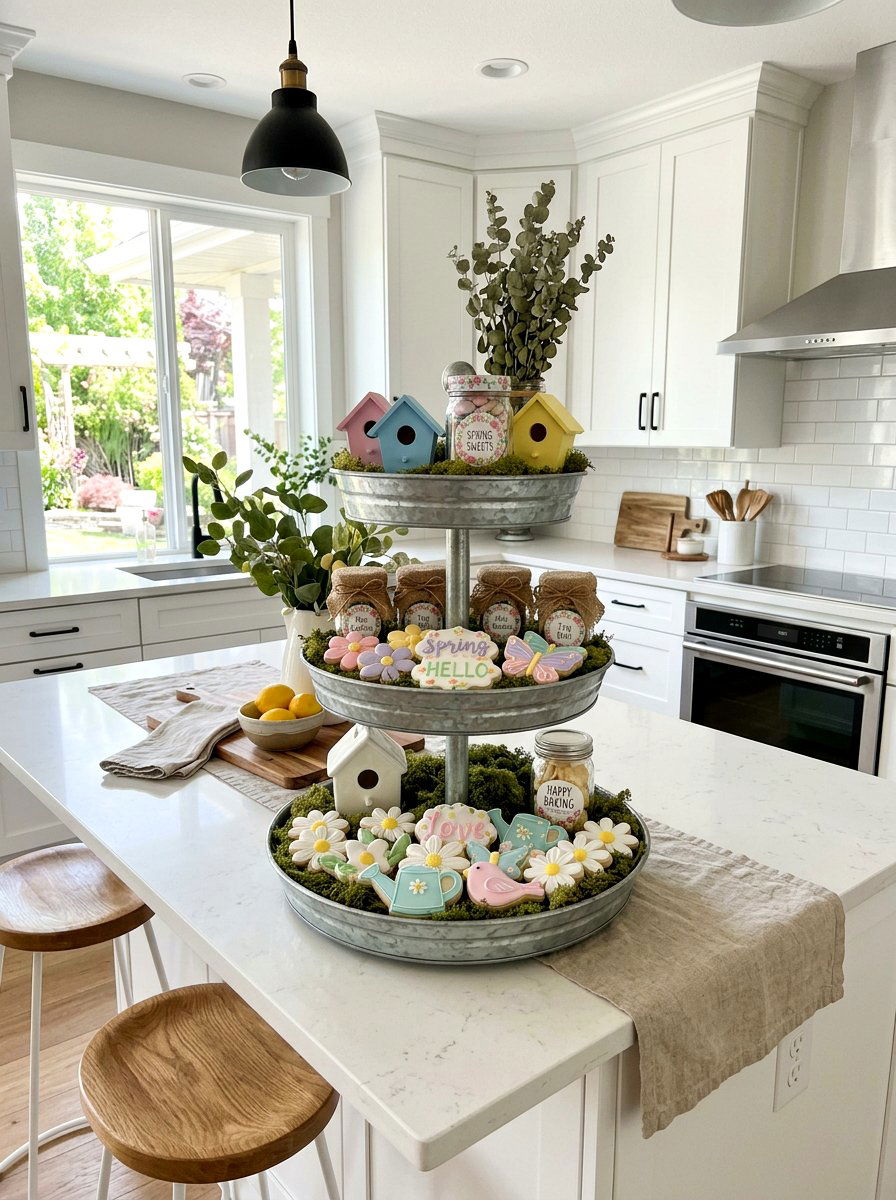 Tiered Tray Cookie Display - 25 Spring Cookie Jar Ideas