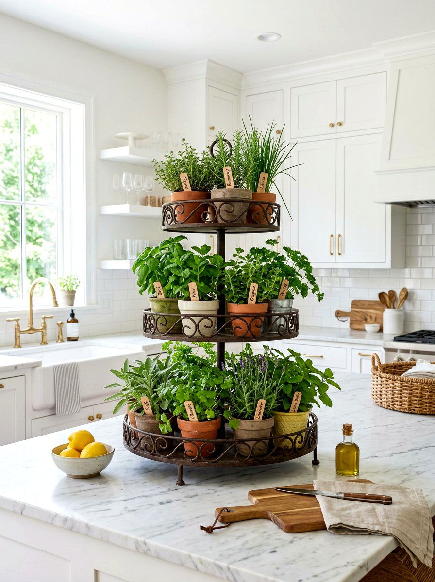 Tiered Tray Herb Garden - 25 Spring Kitchen Herb Garden Ideas