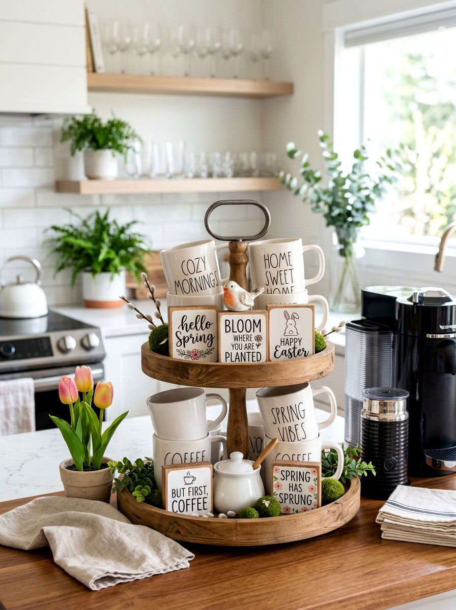 Tiered Tray Mini Sign - 25 Spring DIY Sign Ideas