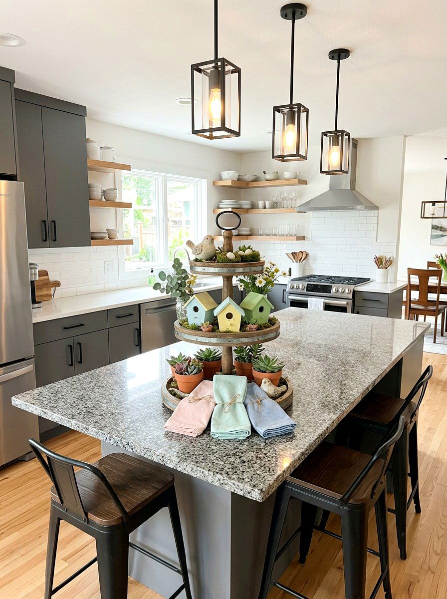 Tiered Tray Spring Decor - 25 Spring Kitchen Table Centerpiece Ideas