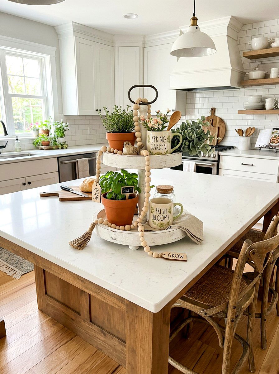 Tiered Tray Wood Bead Garland - 25 Spring Bead Garland Ideas