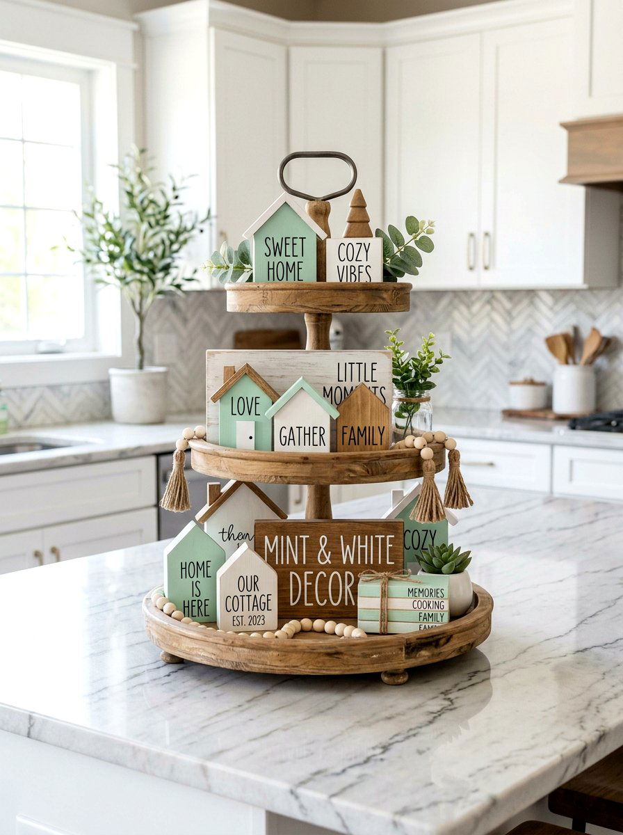 Tiered Tray Wood Decor - 25 Spring Wood Craft Ideas