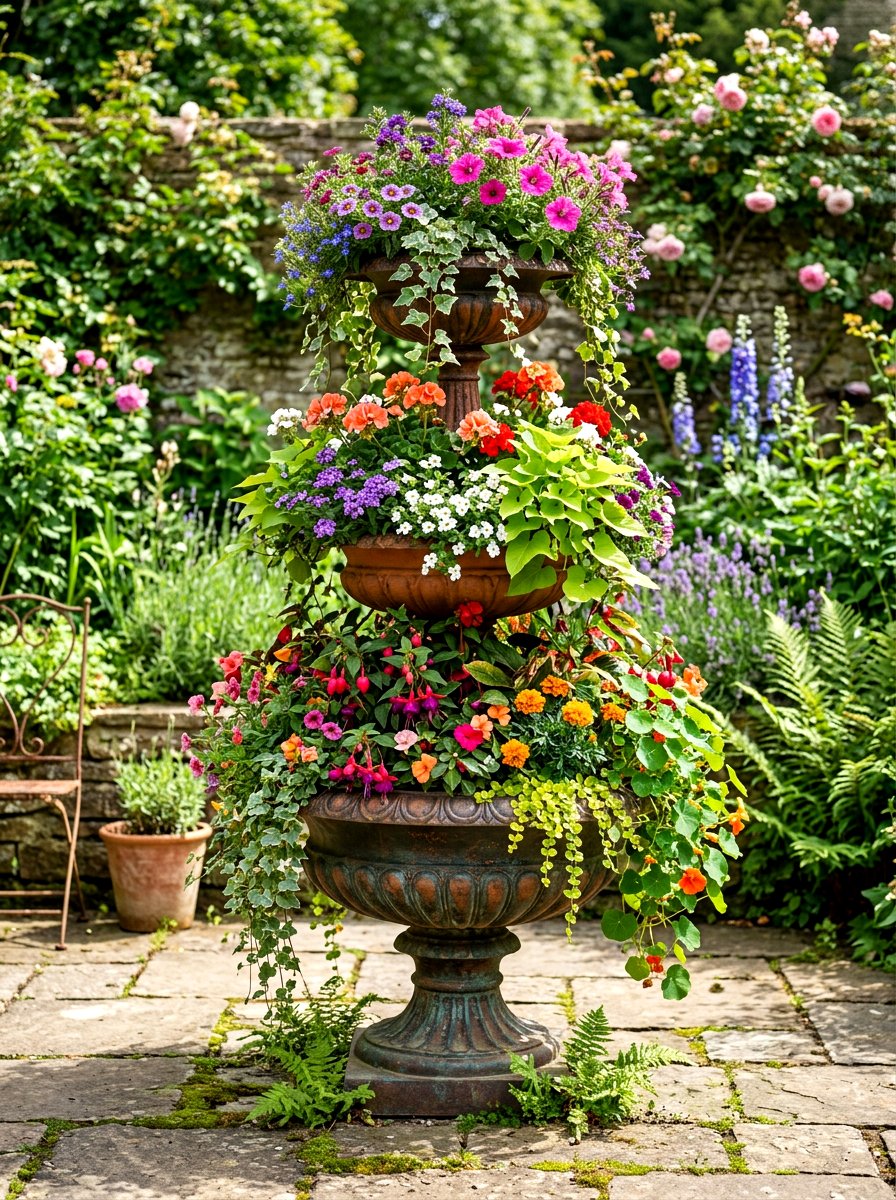 Tiered Urn Planter - 25 Spring Urn Planter Ideas