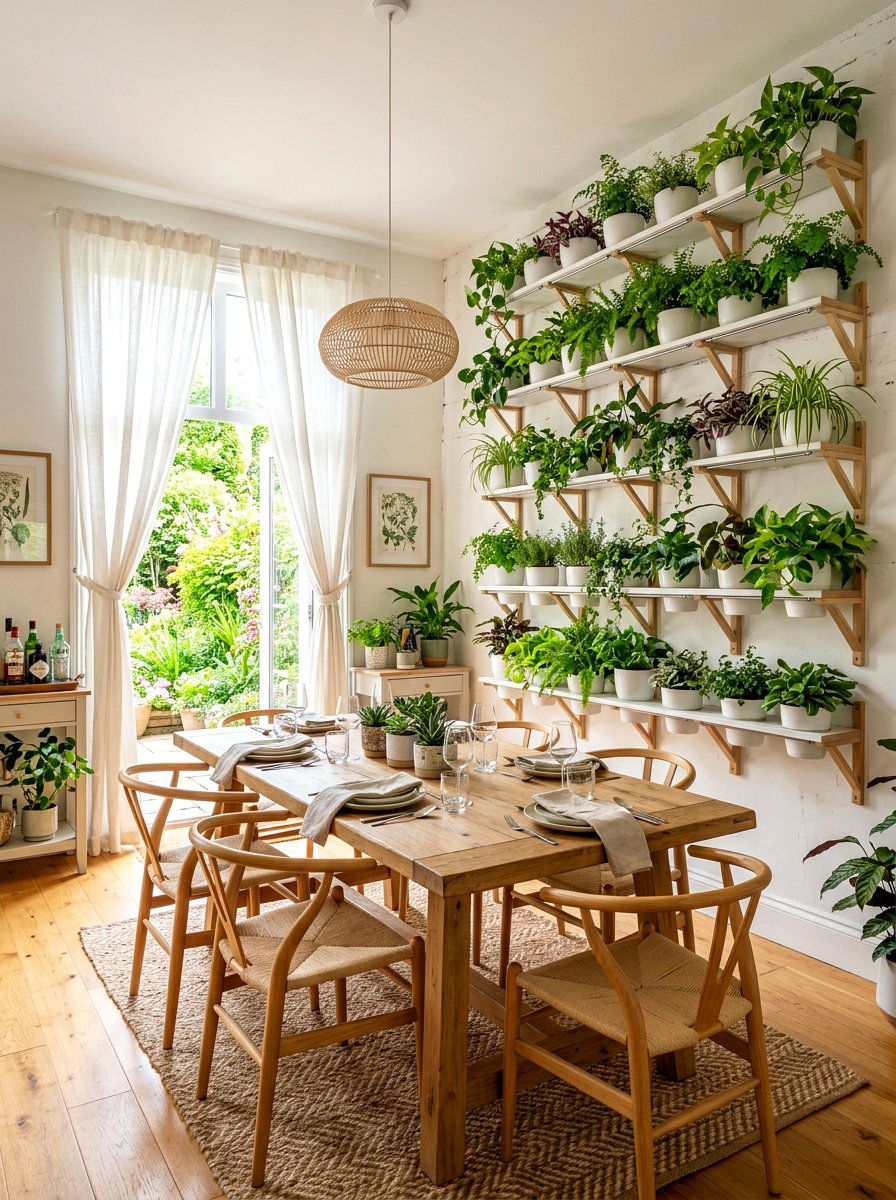Tiered Wall Mounted Planters - 25 Spring Dining Room Wall Decor Ideas