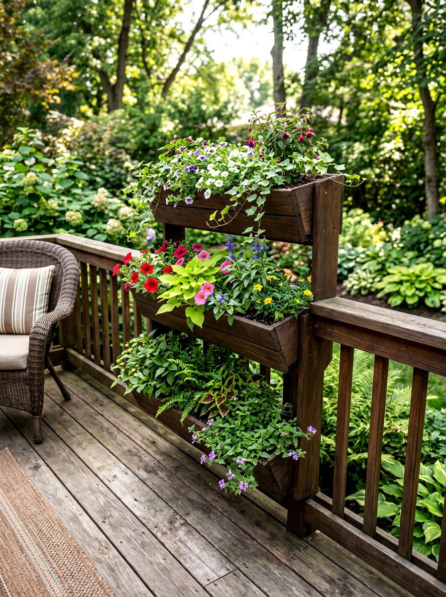 Tiered porch railing planter - 25 Spring Porch Railing Planter Ideas