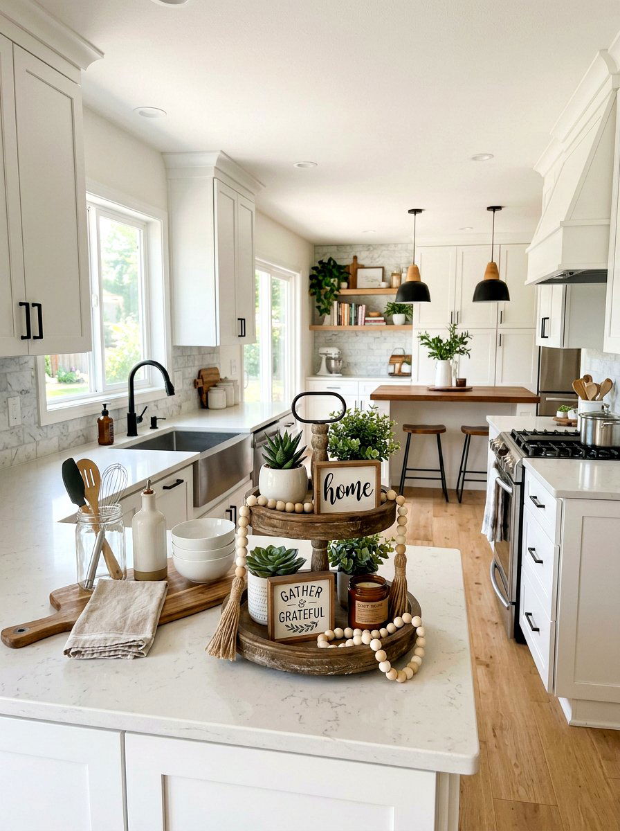 Tiered tray bead garland - 25 Spring Wooden Bead Garland Ideas