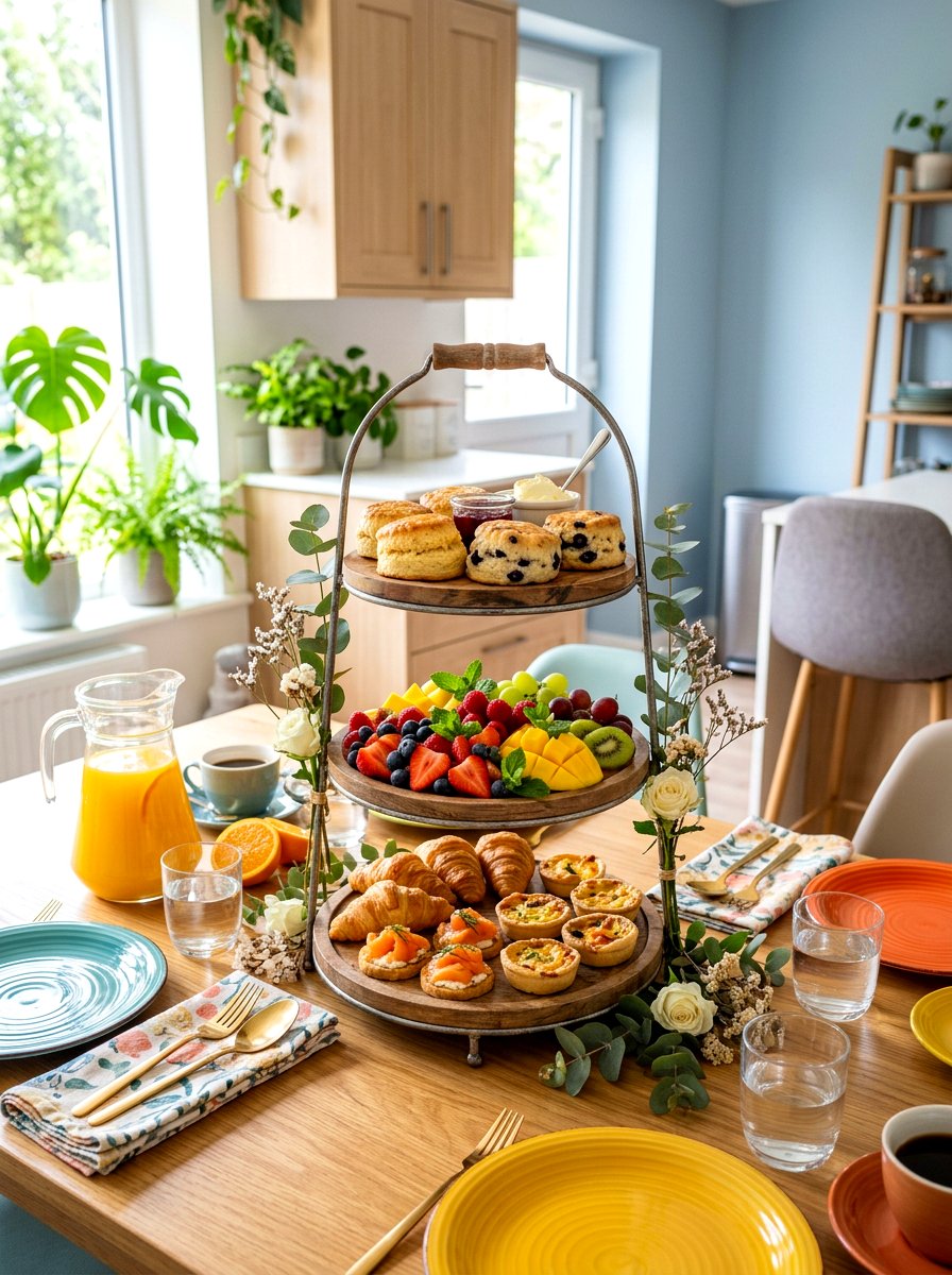 Tiered tray brunch display - 25 Spring Mother's Day Table Ideas