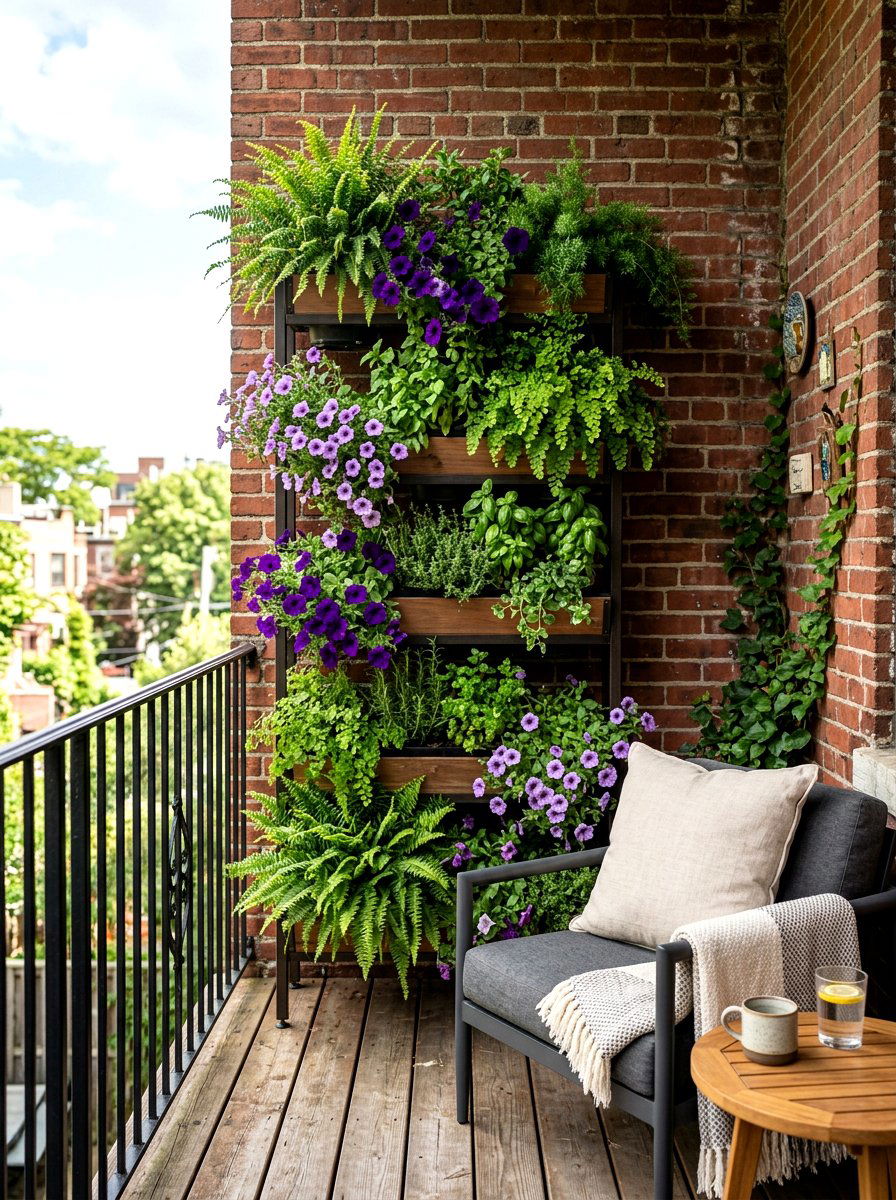 Tiered vertical planter - 25 Spring Balcony Planter Ideas