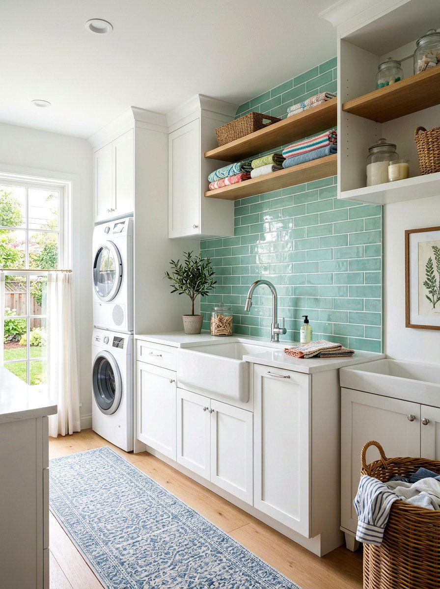 Tile backsplash - 25 Spring Laundry Room Decor Ideas