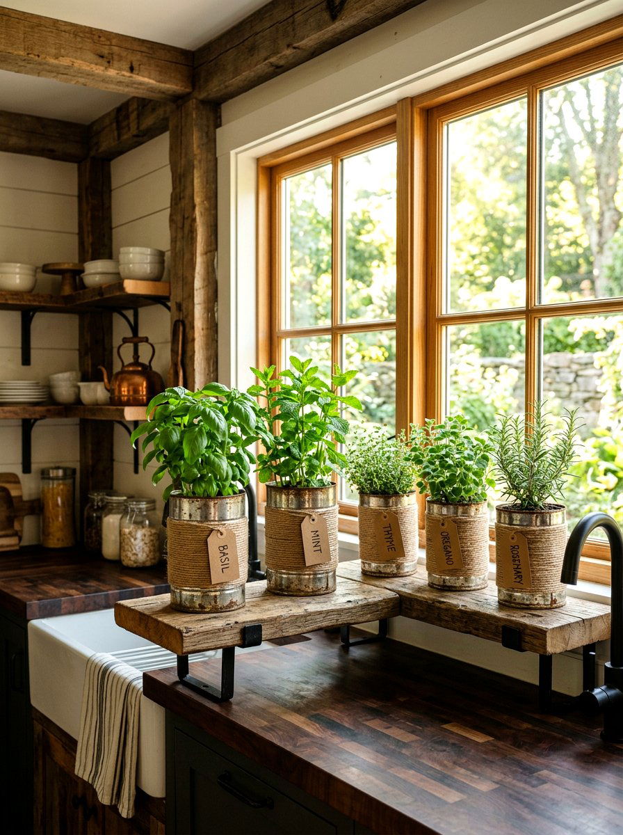 Tin Can Herb Garden - 25 Spring DIY Centerpiece Ideas