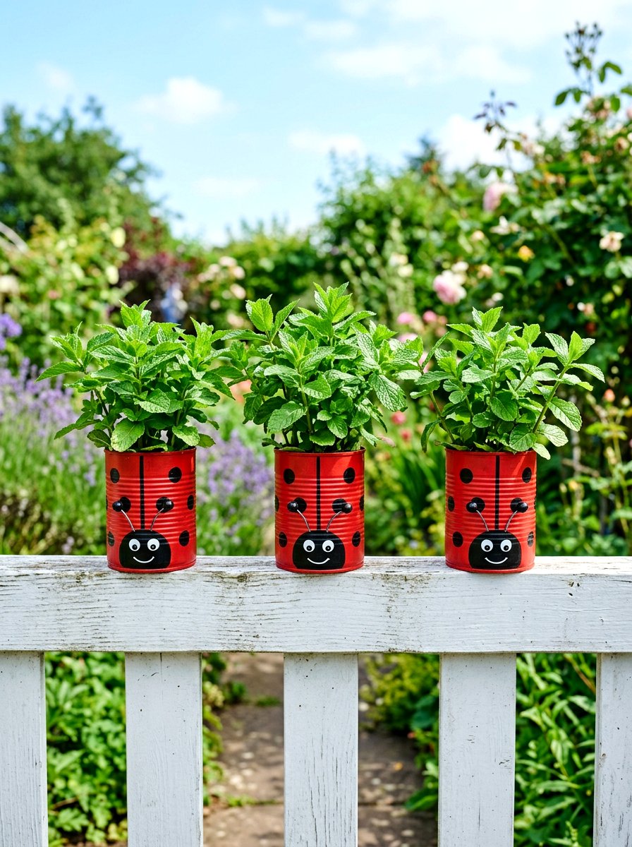 Tin Can Ladybug Flower Pot - 25 Spring Ladybug Planter Ideas
