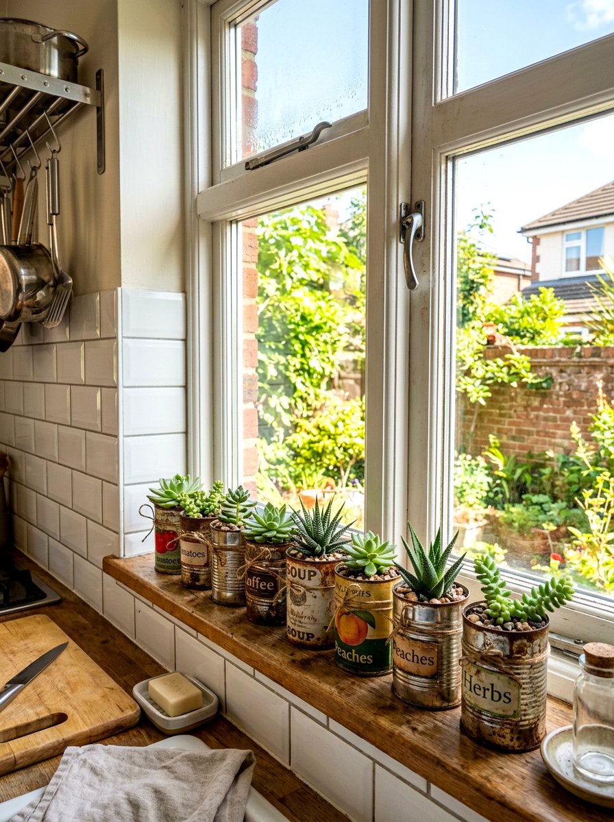 Tin can flower pots - 25 Spring Free Decor Ideas