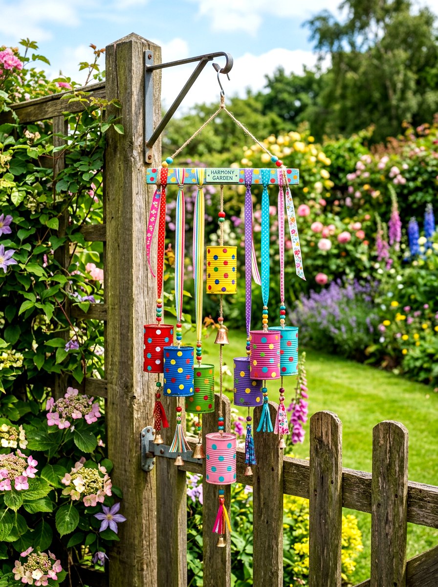 Tin can wind chime - 25 Spring DIY Wind Chime Ideas