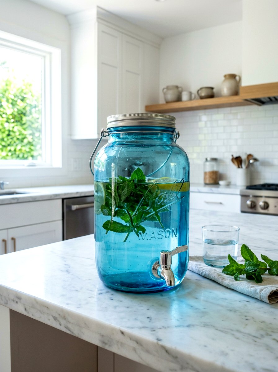 Tinted blue glass mason jar - 25 Spring Mason Jar Vase Ideas