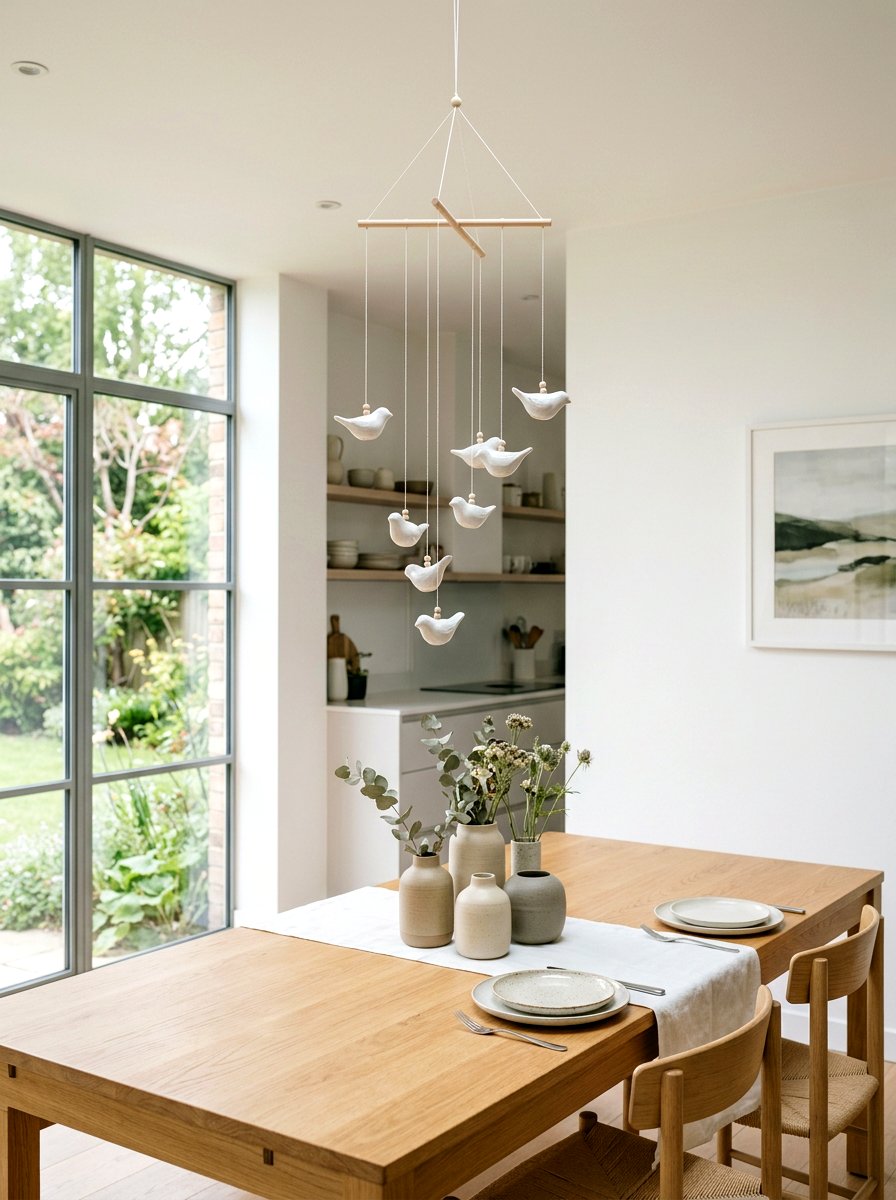 Tiny Ceramic Bird Mobile - 25 Spring Bird Mobile Ideas